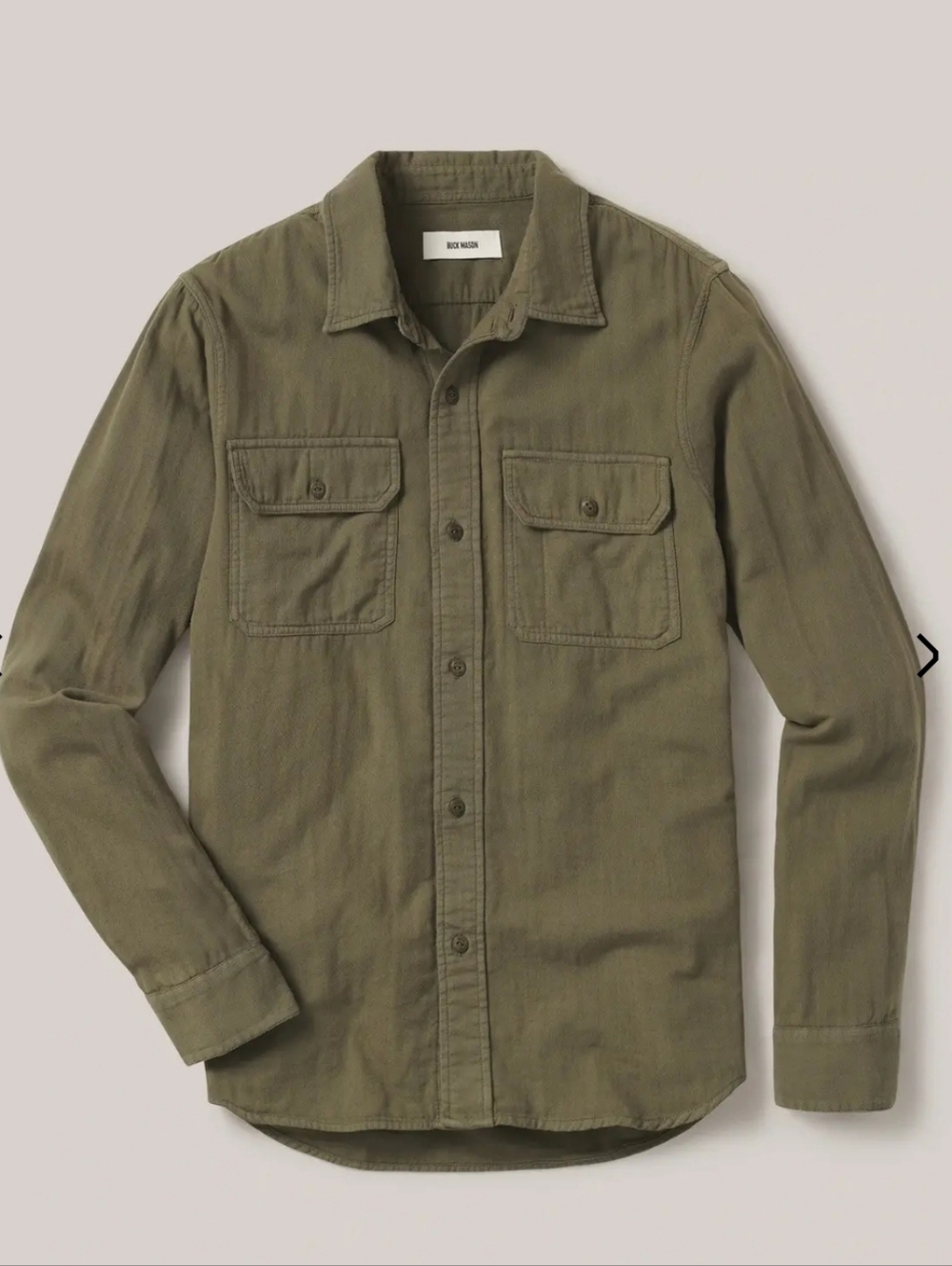 Buck Mason Olive Green Military Utility Field Shirt